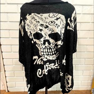 Love Culture “ Confusion Of The Society “ B/W Punk Goth Skull Medium Poncho